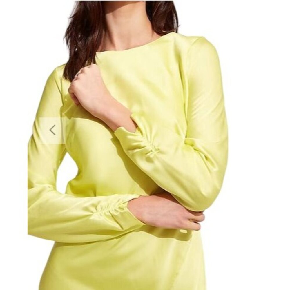 Express Women's Satin Long Sleeve XS Midi Dress Graceful Romantic - Picture 2 of 8